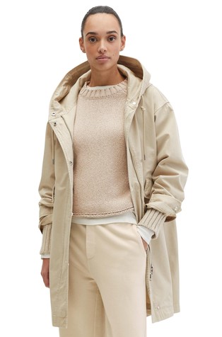 Relaxed fit parka s kapuco iz bombažnega platna