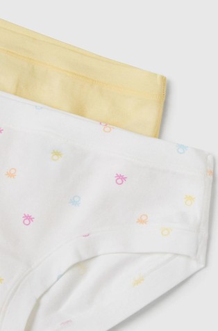 BENETTON Paket 2 spodnjih hlačk iz raztegljivega organskega bombaža Večbarvna - Yellow / White 3