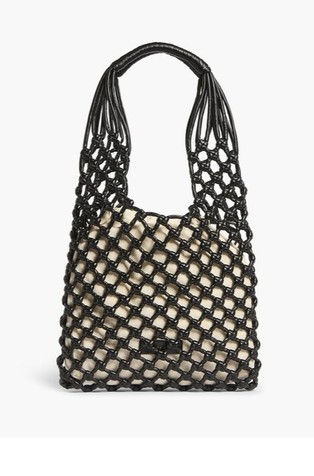 Mesh faux leather shoulder bag