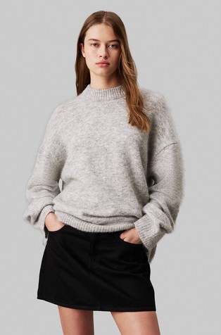 Relaxed fit pleten pulover iz volnene mešanice