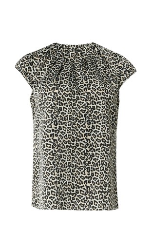 Satin blouse with a leopard print