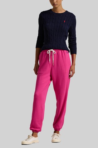 RALPH LAUREN Cotton Fleece Athletic Pant Bright Pink 3