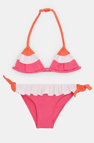 Triangle bikini with flounces in ECONYL®