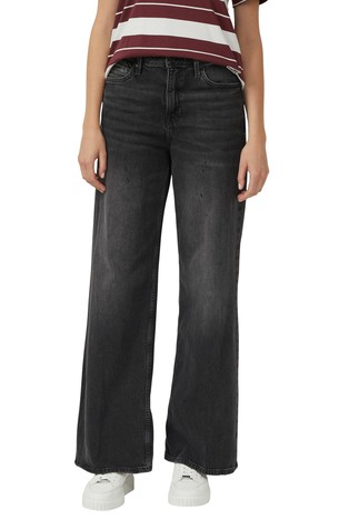 Jeans hlače z visokim pasom in širokimi hlačnicami