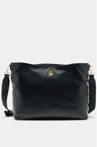 Faux-leather tote bag with pouch