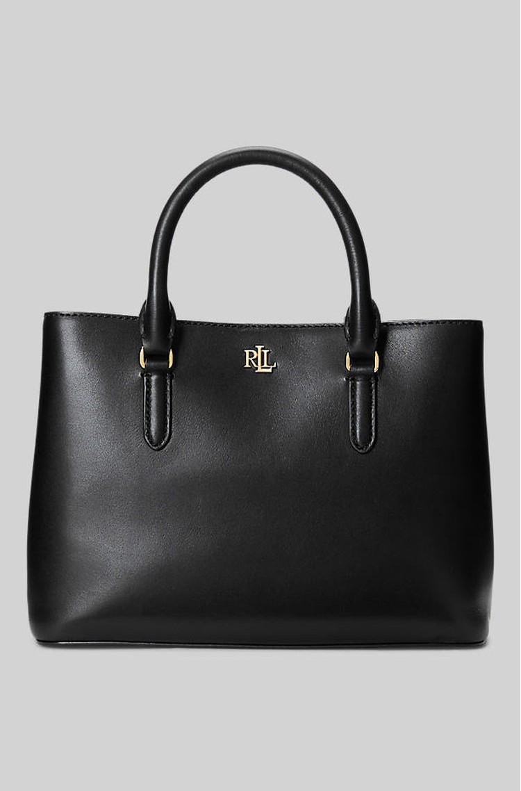 RALPH LAUREN Smooth leather small Marcy satchel Black 