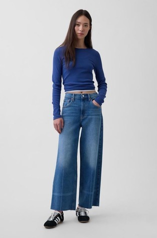 Ženske Wide Leg jeans hlače z visokim pasom
