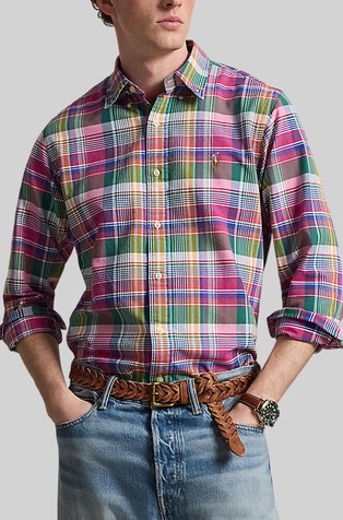 Custom Fit Plaid Oxford Shirt