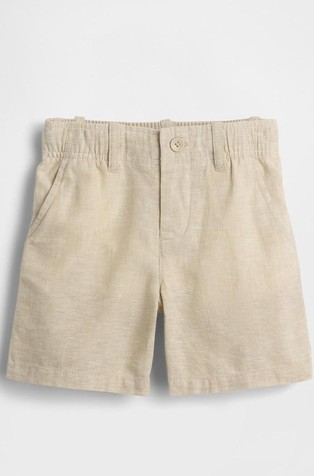 Kratke hlače iz mešanice lana in bombaža za malčke