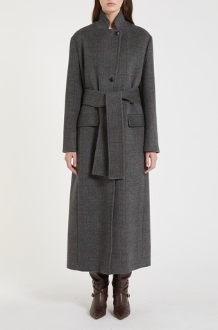 Volnen plašč s pasom za zavezovanje