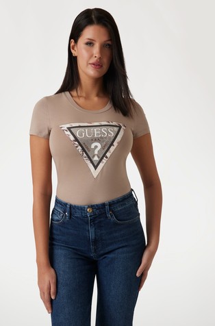 Animal print triangle logo t-shirt
