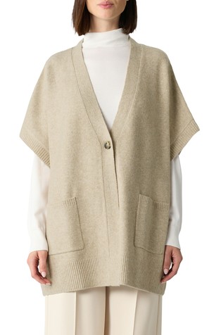 Pleten brezrokavnik z našitima žepoma