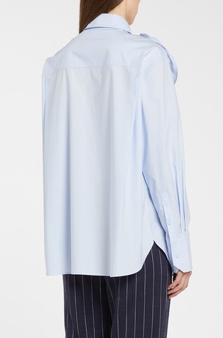 MARELLA Rose appliqué and flounced cotton shirt Light Blue 2