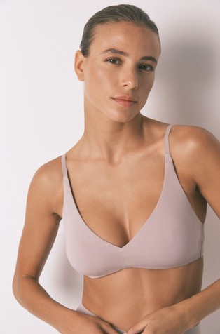 Stretch cotton triangle bra