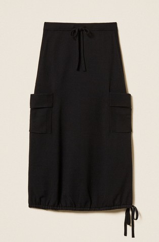 Long viscose-blend knit skirt