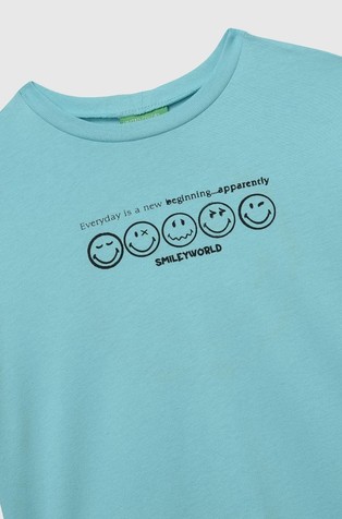 BENETTON Smiley® majica s kratkimi rokavi Modra - Light Blue 3