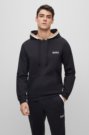 Regular fit hoodie with signature-stripe trim