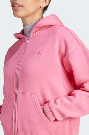 ADIDAS ALL SZN Fleece Washed Full-Zip Hooded Track Top Pink 5