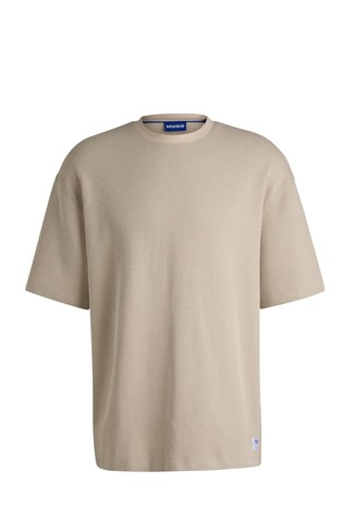 Bombažna majica s kratkimi rokavi in modro logo etiketo