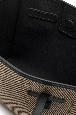 GIANNI CHIARINI Marcella small tote in herringbone print fabric Var.Nero 4