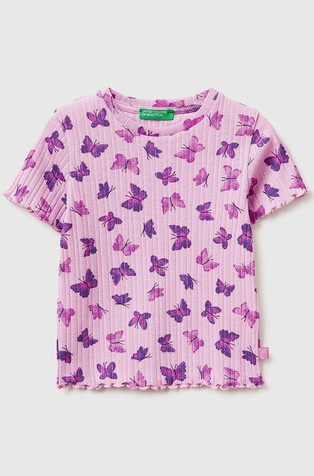 Rebrasta majica s kratkimi rokavi in vzorcem