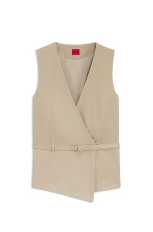 Belted regular-fit vest in cotton