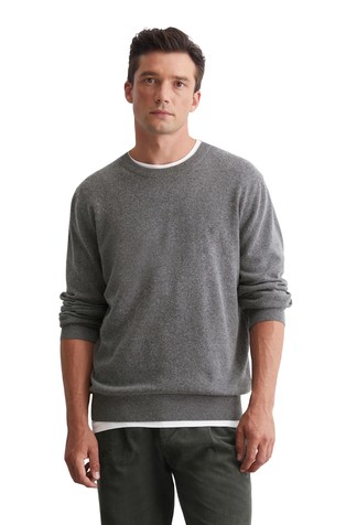 Regular fit jumper in cotton and virgin wool blend