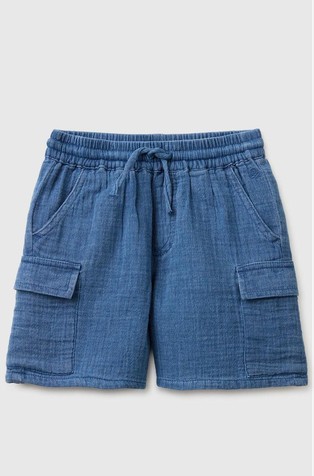 Light gauze cargo Bermuda shorts