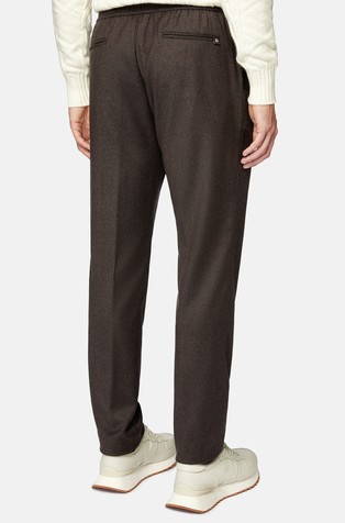 BOGGI MILANO Drawstring trousers in wool flannel Brown 2