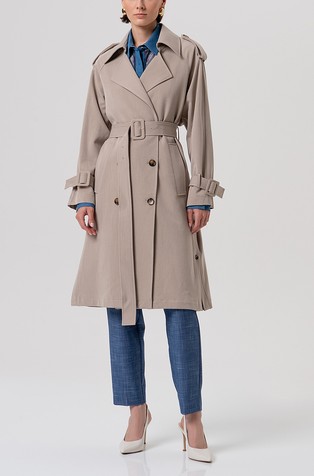 Regular fit dolg trenčkot s pasom