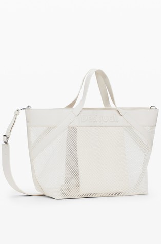 DESIGUAL Large mesh shopper bag White 2