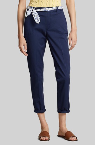 Slim fit twill chino cotton trousers