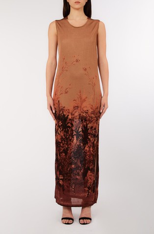 Dolga pletena obleka z vzorcem in lureks vlakni