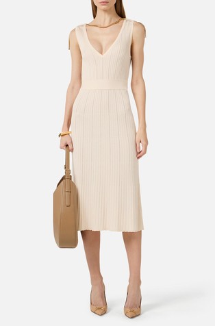 Dress in openwork knit fabric with jewel detail