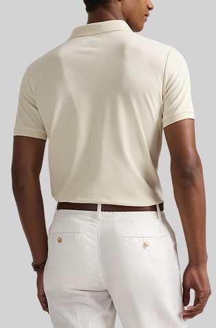 RALPH LAUREN Custom slim fit raztegljiva polo majica z mrežasto strukturo Bela - Andover Cream 2