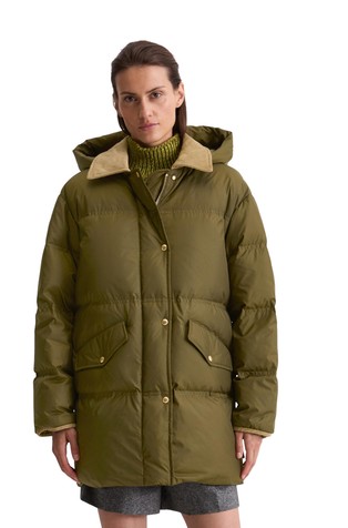 Puffer down parka in recycled polyester