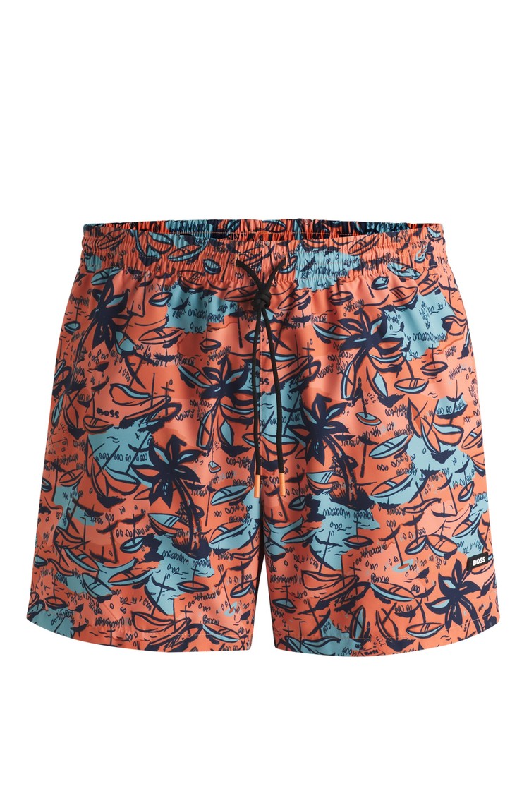 HUGO BOSS Printed swim shorts Orange 