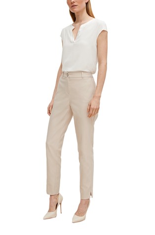 COMMA Slim: trousers with a tapered leg Beige 3