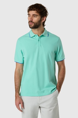 Short-sleeved polo shirt with contrast edges