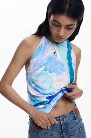 DESIGUAL Patterned tank top Blue / White 5