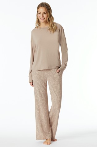 Selected! premium - Long pajamas with ecru printed