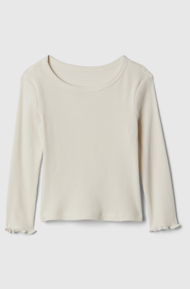 GAP Rebrasta majica z dolgimi rokavi za malčice Bež - Ivory Frost 