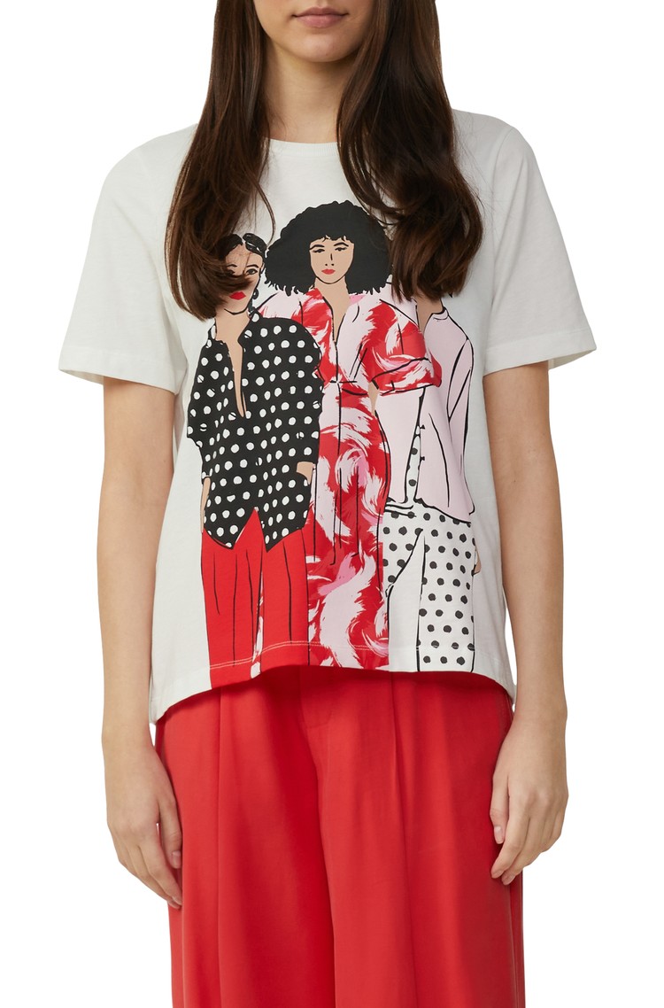 S.OLIVER Cotton T-shirt in a relaxed fit with a front print Ecru 