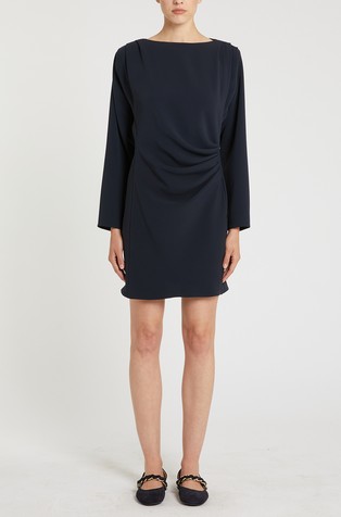 Gathered cady long-sleeve dress