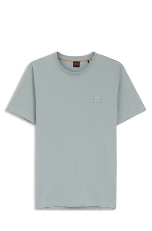 Relaxed fit bombažna majica s kratkimi rokavi in logo našitkom