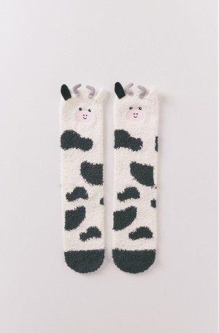 Long 3D cow print hair socks