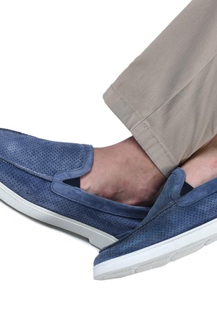 BALDININI Cerulean perforated suede slipper Cerulean Blue 5