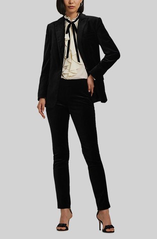 RALPH LAUREN Stretch velvet skinny ankle pant Black Velvet 3