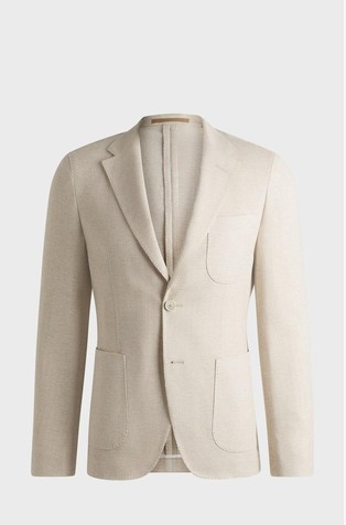 Slim fit suknjič iz mešanice lana in bombaža