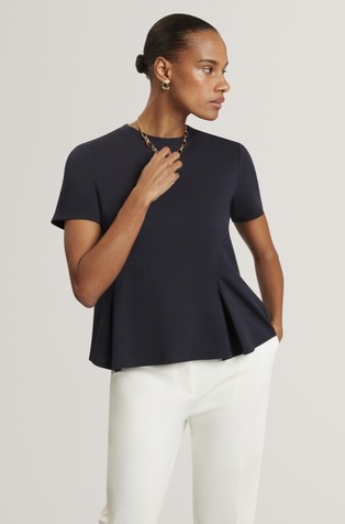 Majica s kratkimi rokavi in gubami na spodnjem robu